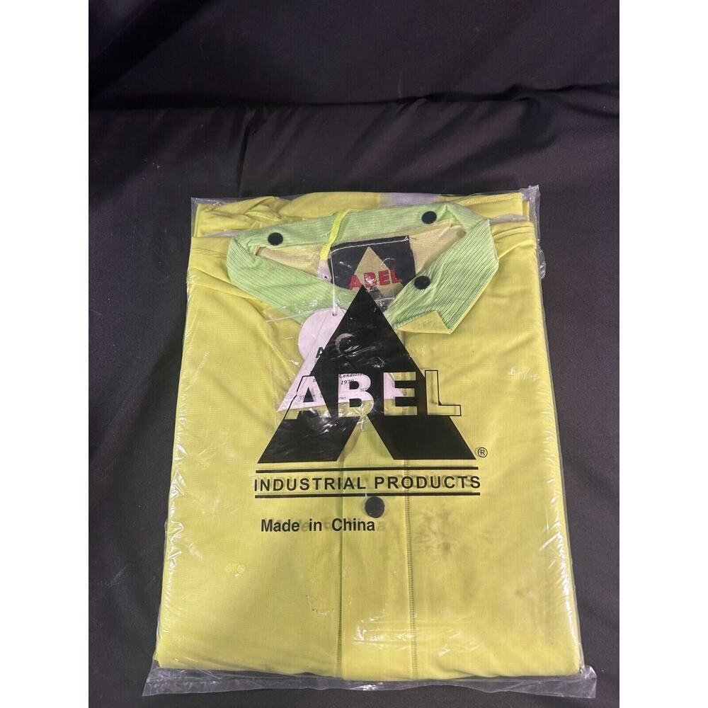 Abel Hi-Vis Rain Suit Jacket Pants Hood Men’s XL Safety Lime Green PVC